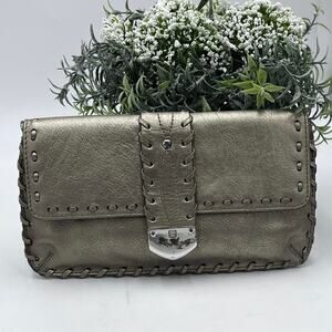 Michael Michael Kors Vintage Metallic Gold Palm Beach Clutch/Wristlet/ bag Purse